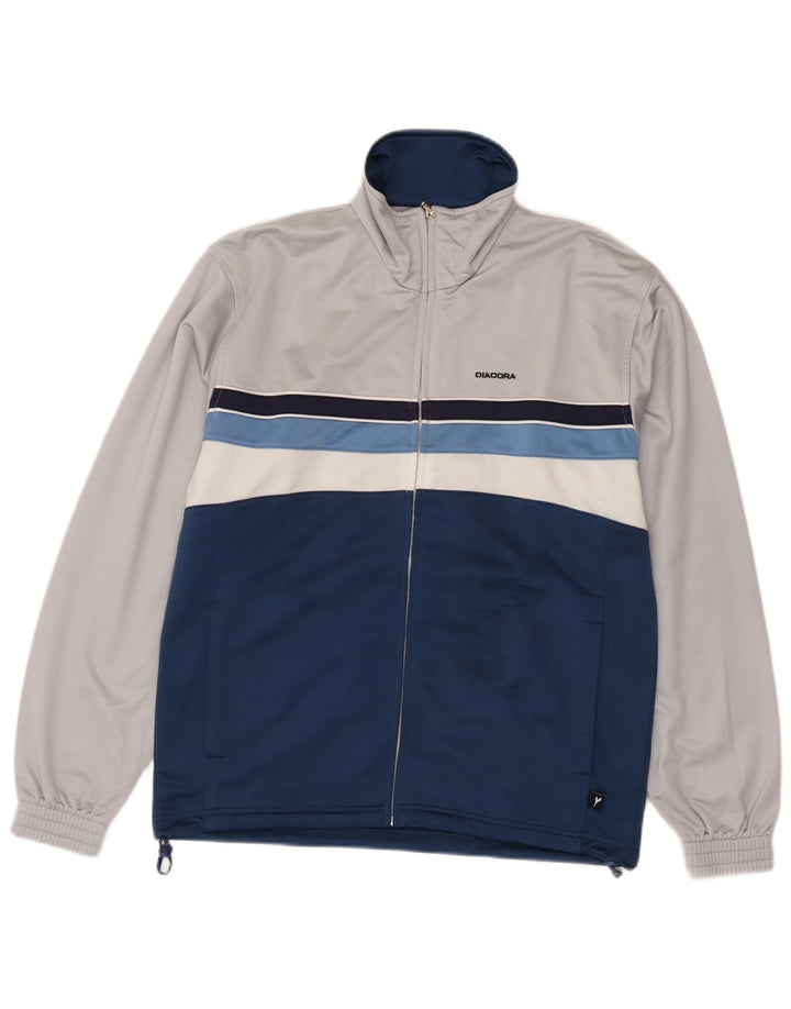 Giacca da tuta da uomo Diadora UK 38 Poliestere color block bianco medio