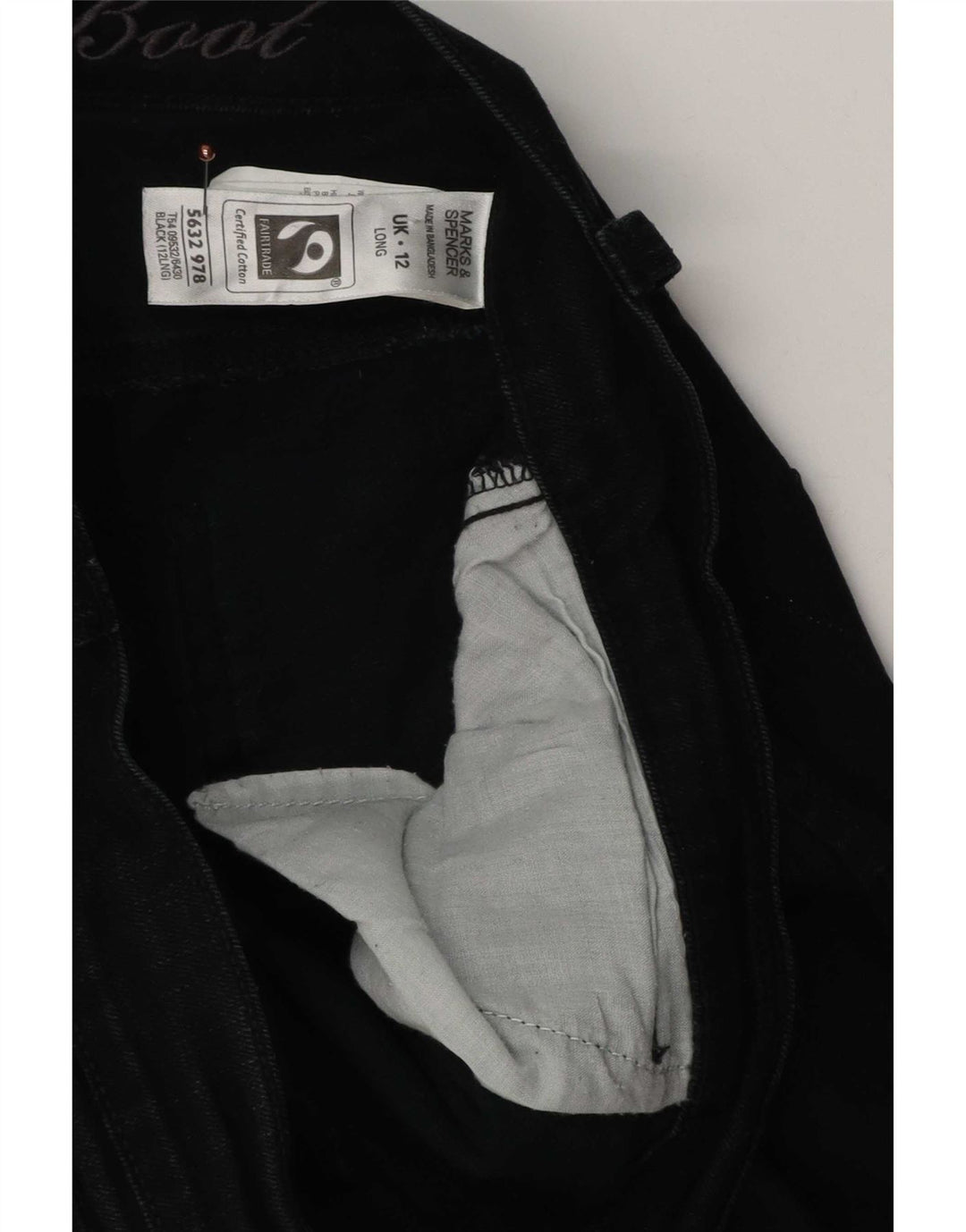 Jeans bootcut slim da donna Marks & Spencer UK 12 medio W32 L30 cotone nero