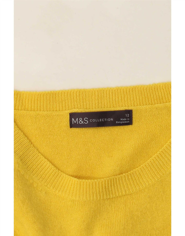 Maglione maglione girocollo da donna Marks & Spencer UK 12 giallo medio