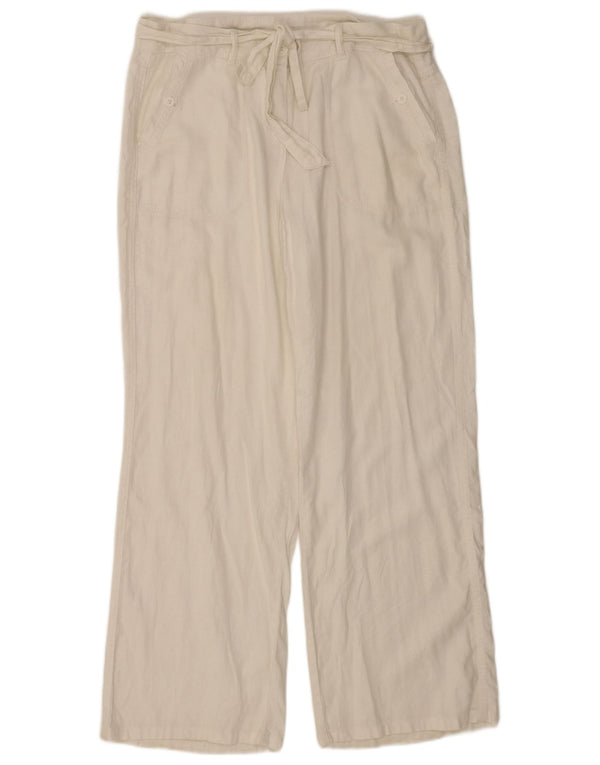 Pantaloni larghi da donna Marks & Spencer UK 16 Large W34 L30 Lino bianco