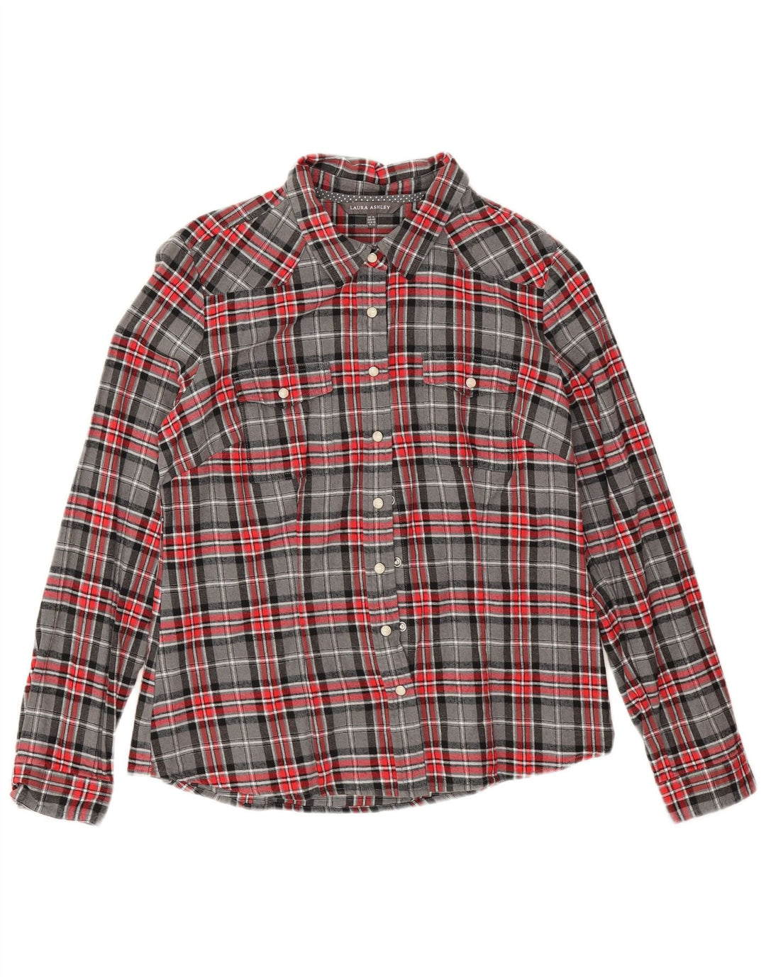 Camicia in flanella da donna Laura Ashley UK 14 Cotone a quadri grigio grande