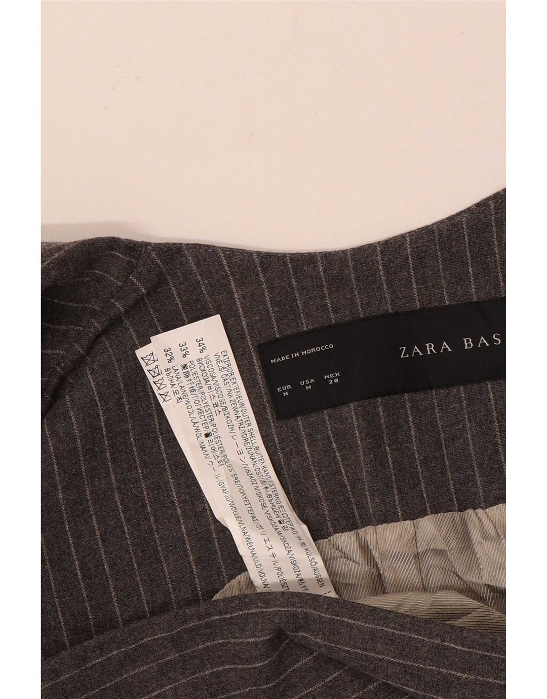 Giacca blazer senza maniche lunga da donna Zara UK 12 Gessato grigio medio