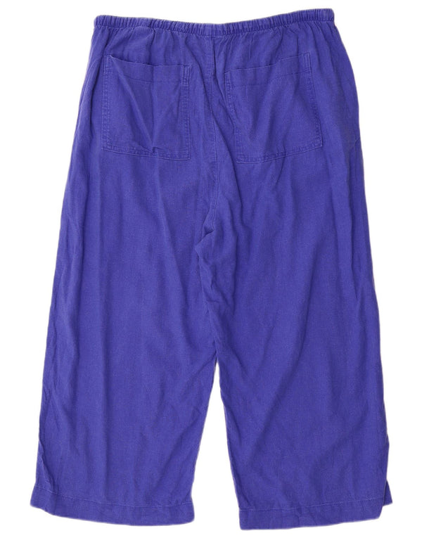 Pantaloni Capri a gamba larga da donna Marks & Spencer UK 18 XL W38 L22 Lino blu