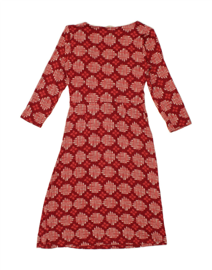 WHITE STUFF Womens 3/4 Sleeve A-Line Dress UK 10 Small Red Geometric Vintage White Stuff and Second-Hand White Stuff from Messina Hembry 