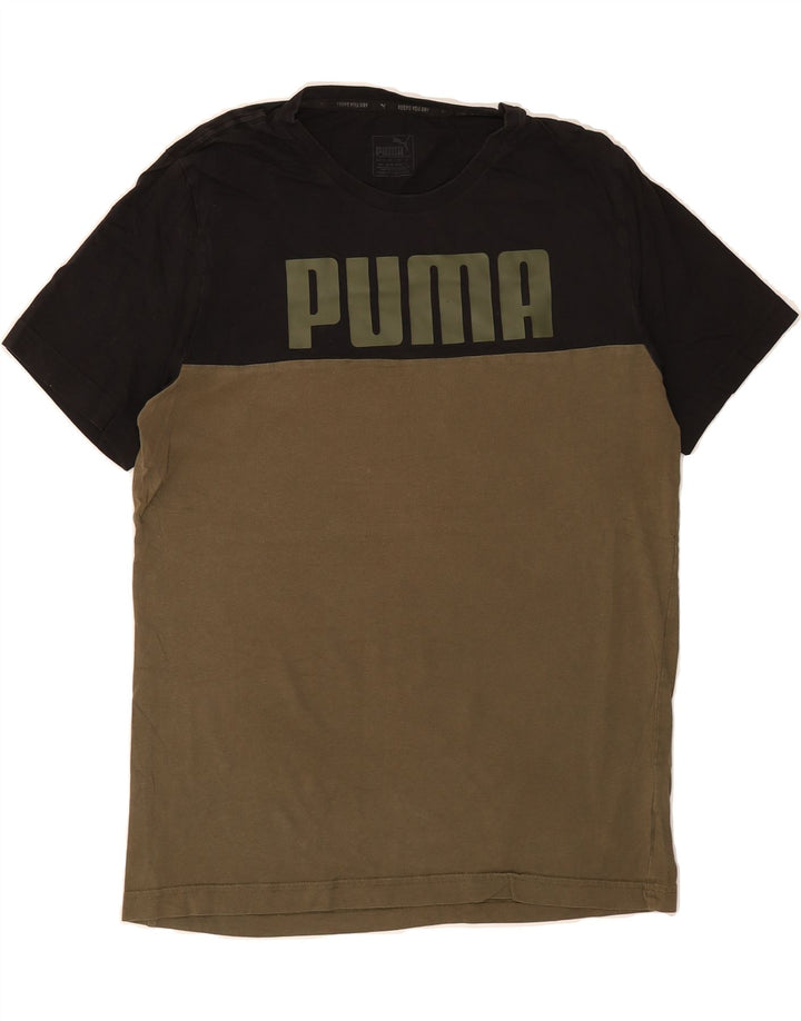PUMA Mens Graphic T-Shirt Top Medium Black Colourblock Cotton Vintage Puma and Second-Hand Puma from Messina Hembry 