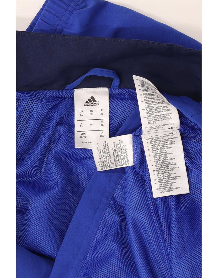 Giacca da ginnastica grafica da uomo Adidas XL blu in poliestere color block