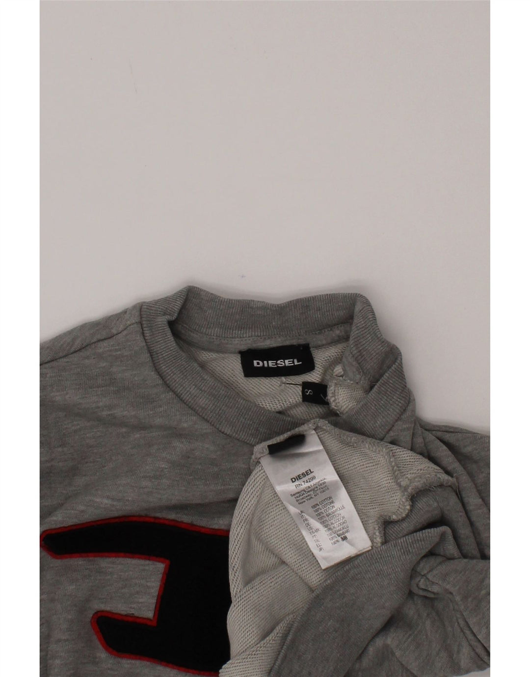 Diesel Felpa con grafica per ragazzi Maglione 7-8 anni in cotone grigio