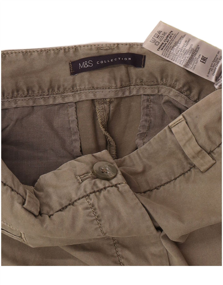 Pantaloncini chino da donna Marks & Spencer UK 12 medi W30 cotone kaki
