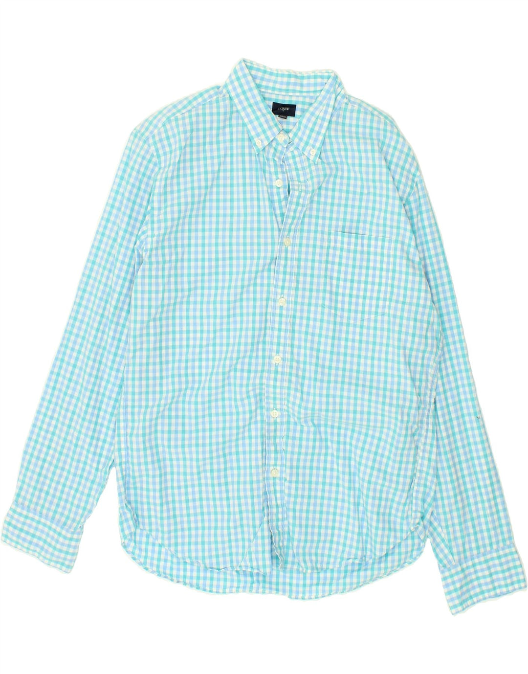J. CREW Mens Shirt Large Blue Check Cotton | Vintage J. Crew | Thrift | Second-Hand J. Crew | Used Clothing | Messina Hembry 