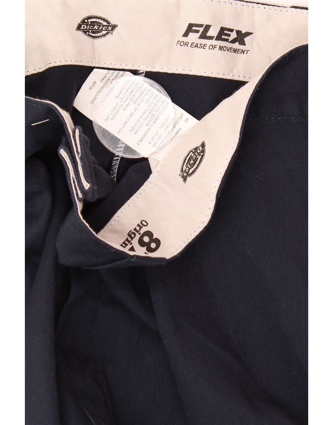 DICKIES Mens Flex Straight Chino Trousers W48 L30 Navy Blue Cotton Vintage Dickies and Second-Hand Dickies from Messina Hembry 