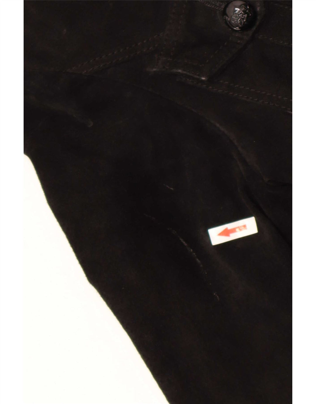 Giacca vintage in pelle scamosciata con cappuccio da donna UK 14 grande in pelle nera