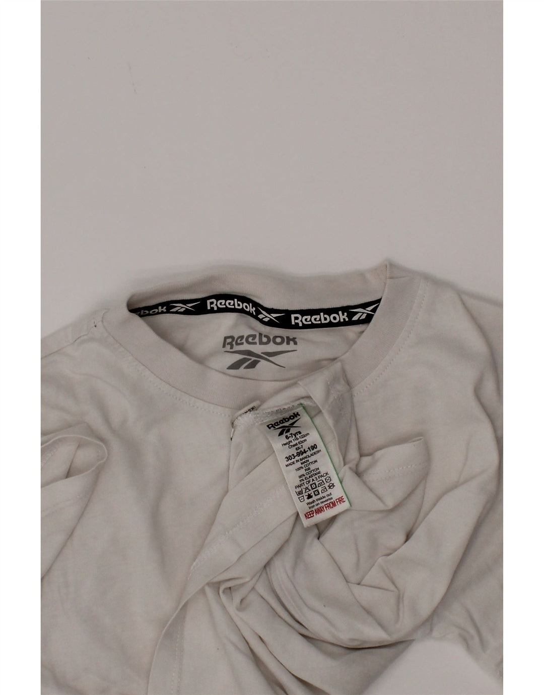 T-shirt grafica Reebok per ragazzi 6-7 anni in cotone bianco