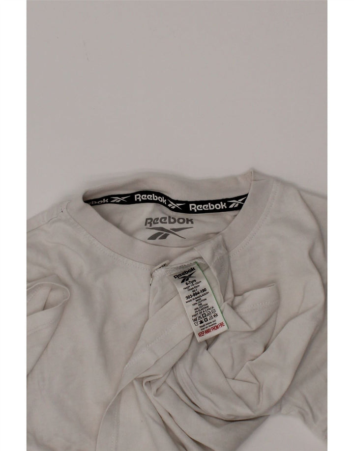 T-shirt grafica Reebok per ragazzi 6-7 anni in cotone bianco