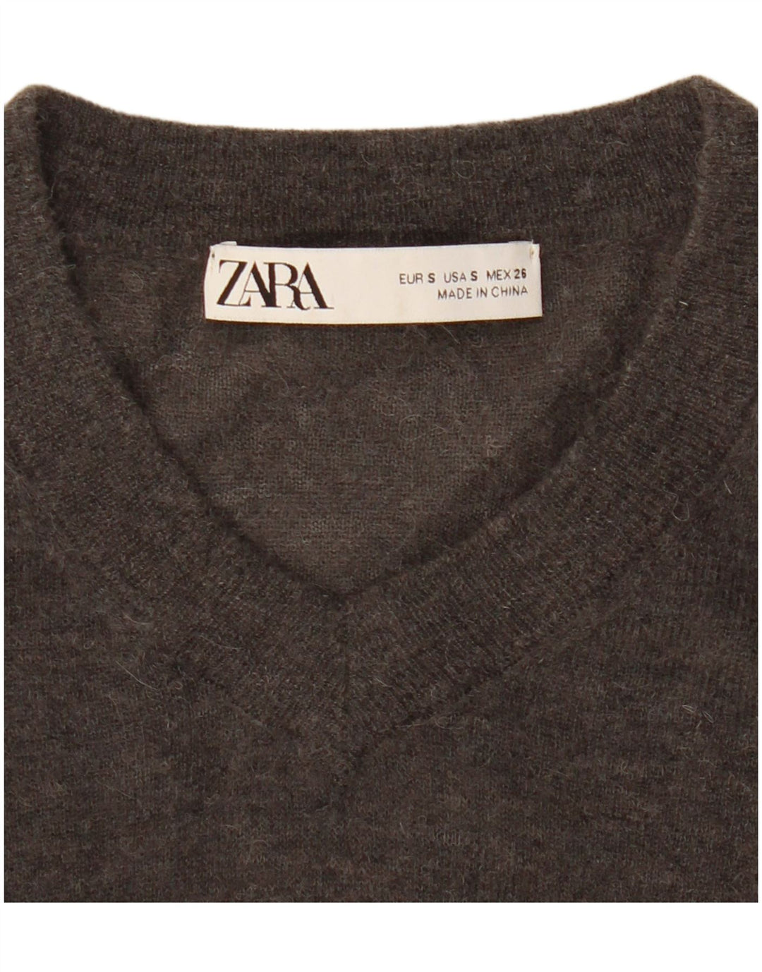 Maglione corto con scollo a V da donna Zara UK 10 piccolo grigio