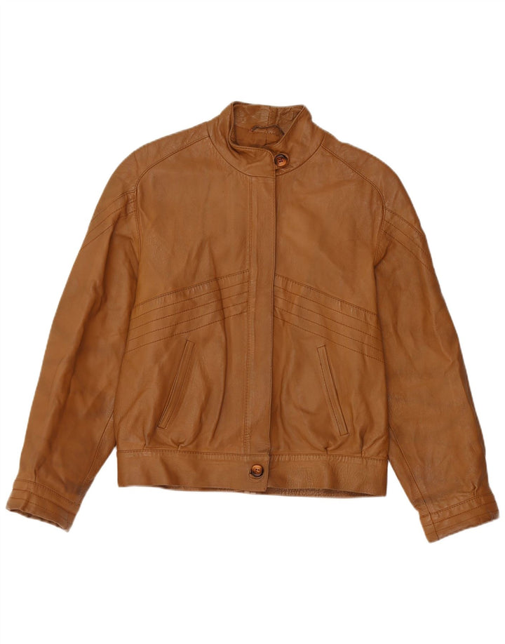 Giacca in pelle da donna vintage IT 44 in pelle marrone medio