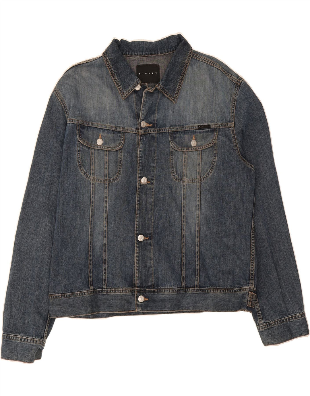 SISLEY Mens Denim Jacket UK 44 2XL Blue Cotton Vintage Sisley and Second-Hand Sisley from Messina Hembry 