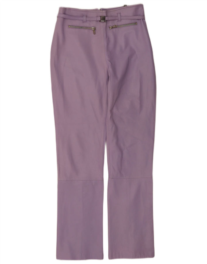 Pantaloni in pelle vintage da donna IT 44 medi W28 L32 Pelle viola