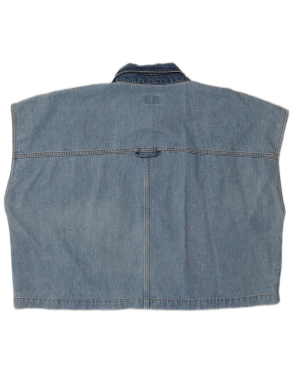 Gilet corto in denim da donna Mustang UK 22 3XL cotone blu