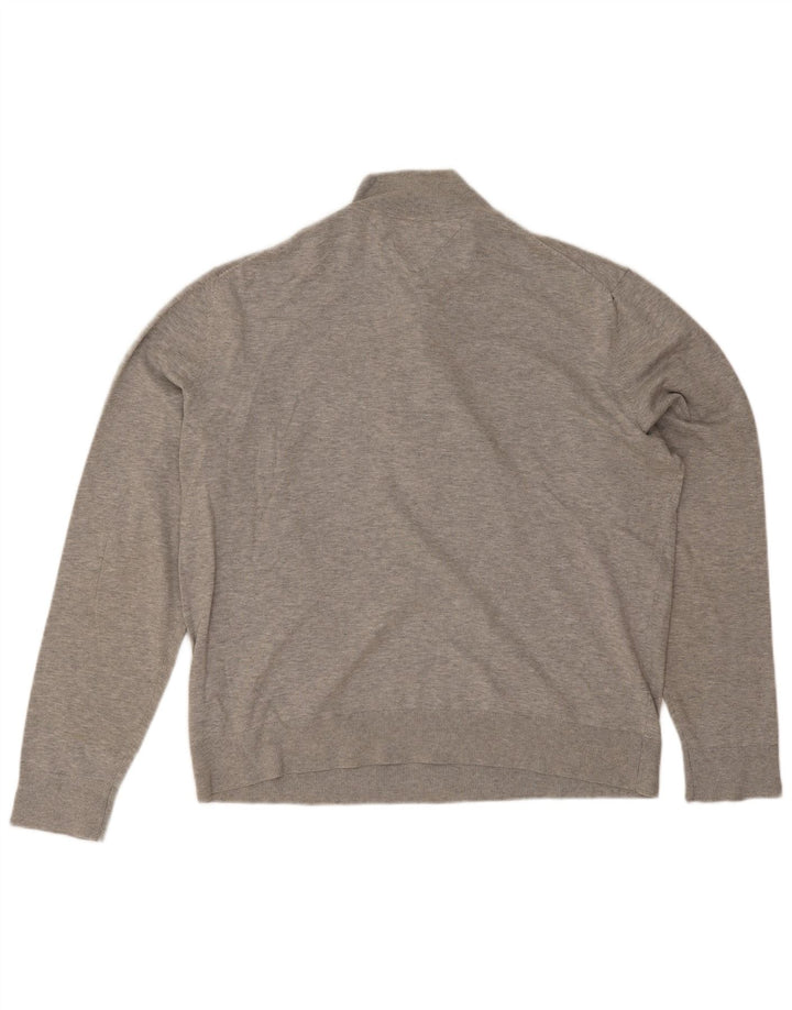 Maglione maglione da uomo con collo a bottoni Tommy Hilfiger 2XL cotone grigio