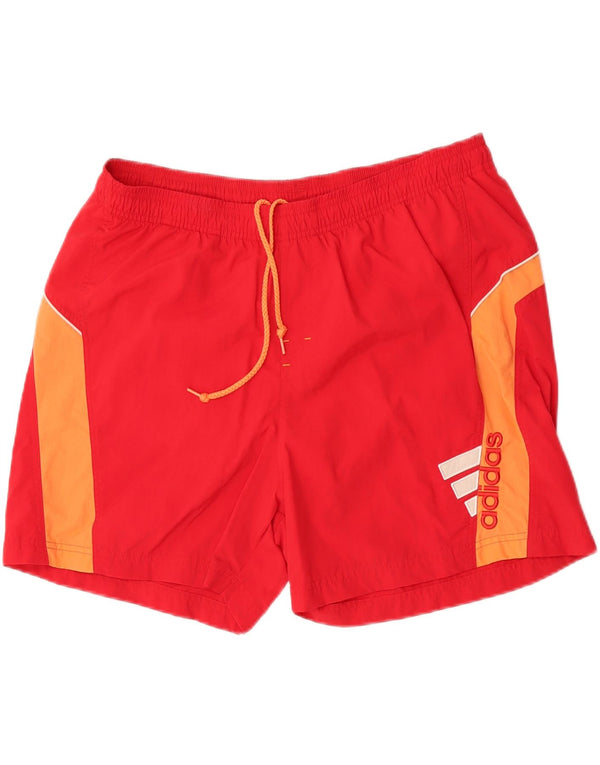 Pantaloncini da bagno da uomo Adidas XL in nylon color block rosso