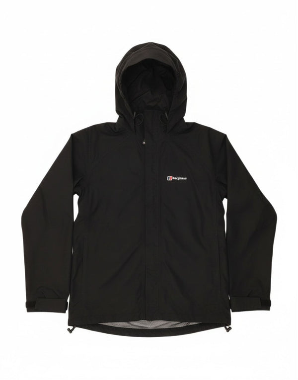 Giacca antipioggia oversize con cappuccio da donna Berghaus UK 10 piccola in nylon nero