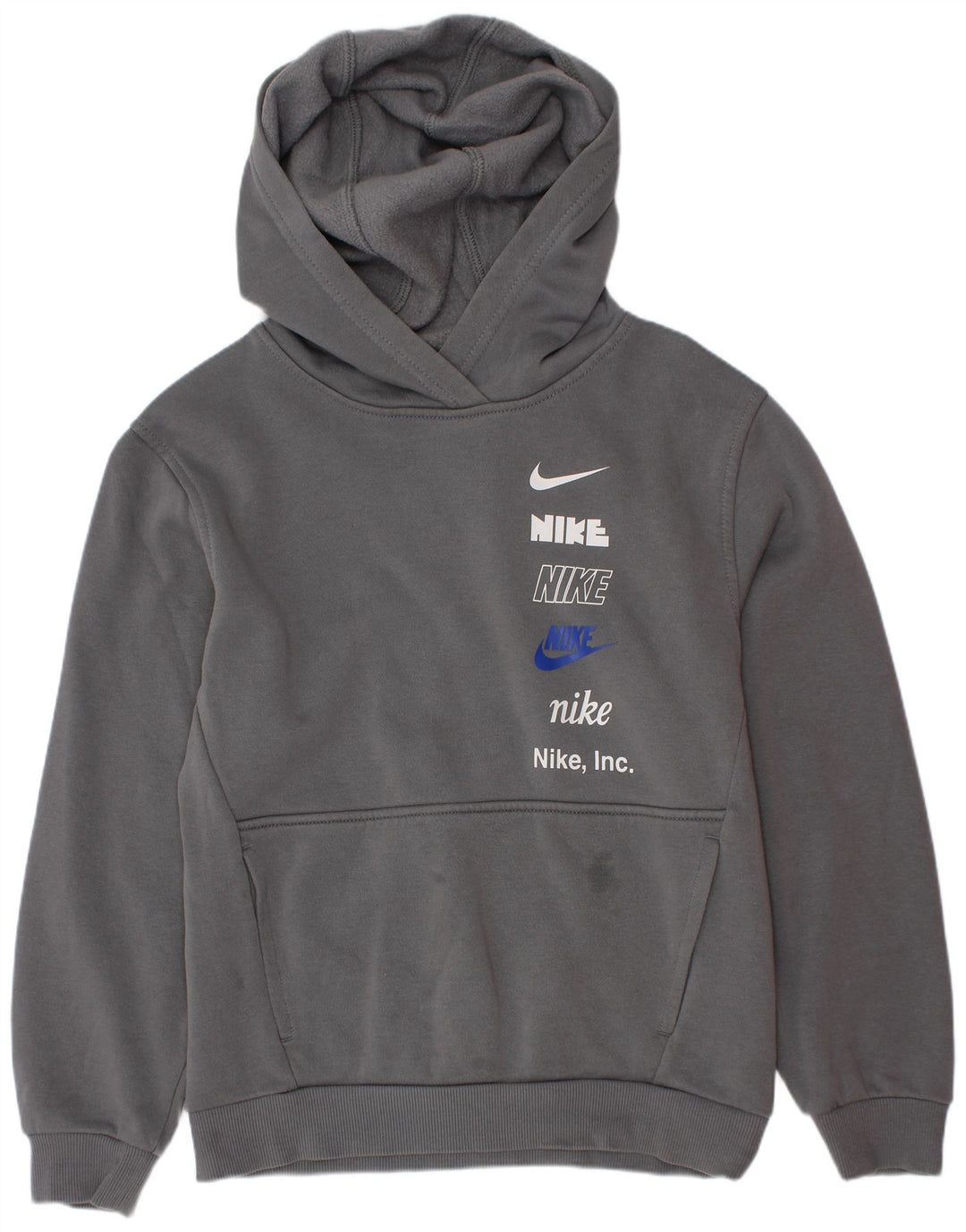 Felpa con cappuccio grafica Nike da bambino 10-11 anni in cotone grigio medio