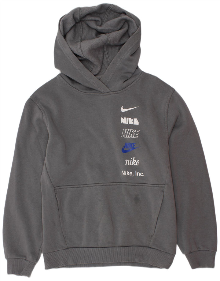 Felpa con cappuccio grafica Nike da bambino 10-11 anni in cotone grigio medio