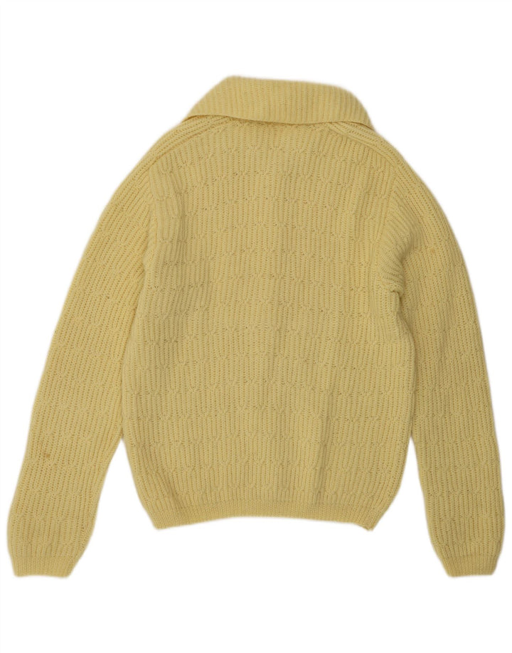 Maglione cardigan vintage da donna IT 42 giallo medio