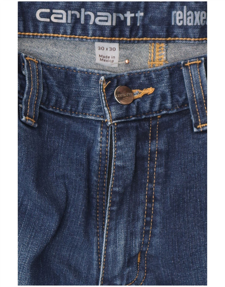 Jeans dritti cargo da uomo CARHARTT vestibilità rilassata W30 L30 cotone blu