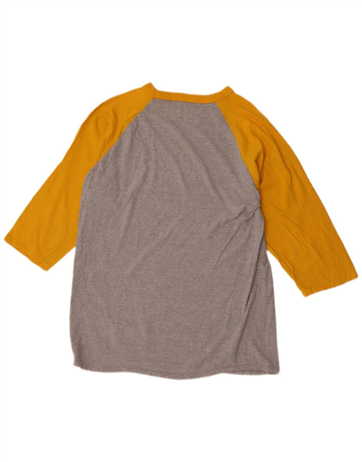 CHAMPION Top da uomo a maniche lunghe XL in cotone color block grigio