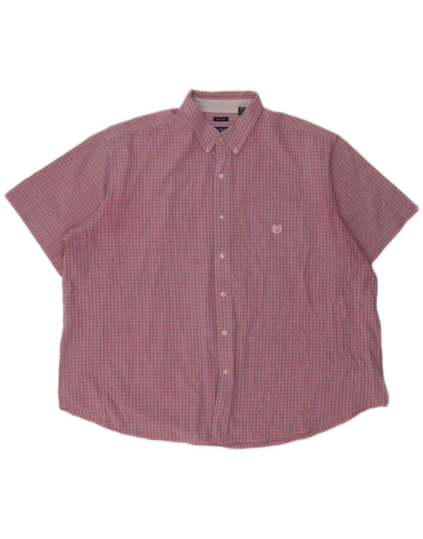 Chaps Mens Easy Care Short Sleeve Shirt 4XL Red Check Cotton