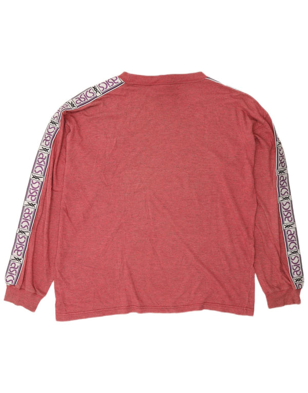 Asics Maglietta grafica da uomo a maniche lunghe XL in cotone color block rosso