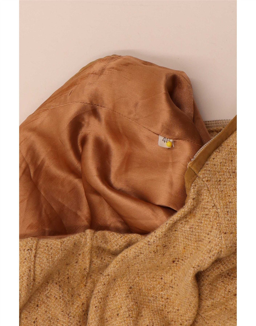Gilet vintage da donna con cappuccio IT 46 grande beige screziato