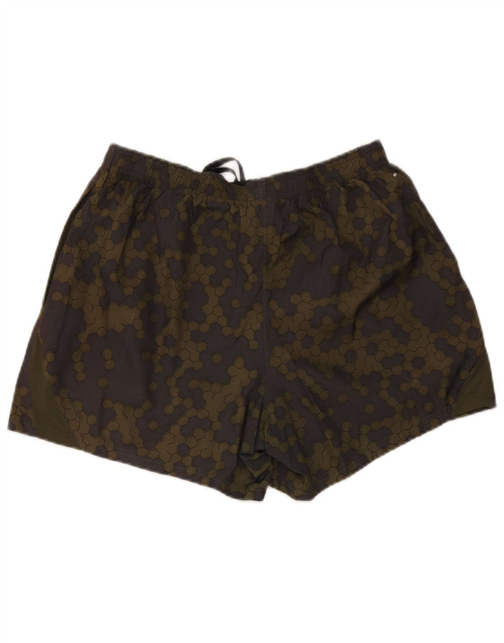 Pantaloncini da bagno da uomo New Balance, poliestere geometrico kaki medio