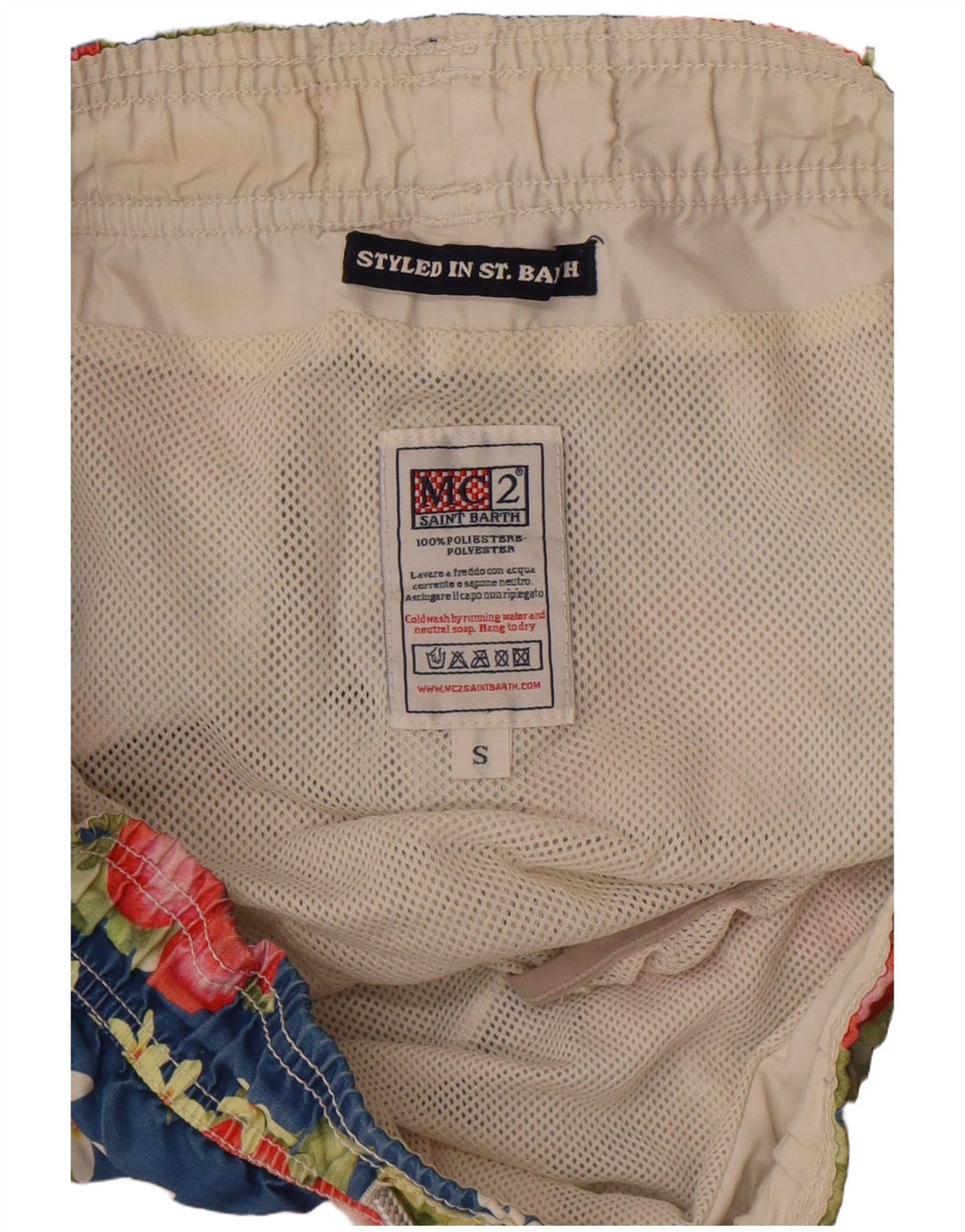 Pantaloncini da bagno da uomo Saint Barth piccoli in poliestere floreale blu