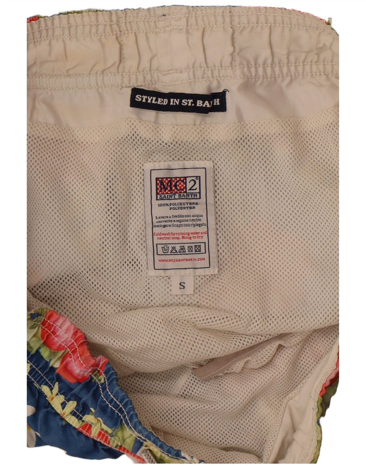 Pantaloncini da bagno da uomo Saint Barth piccoli in poliestere floreale blu