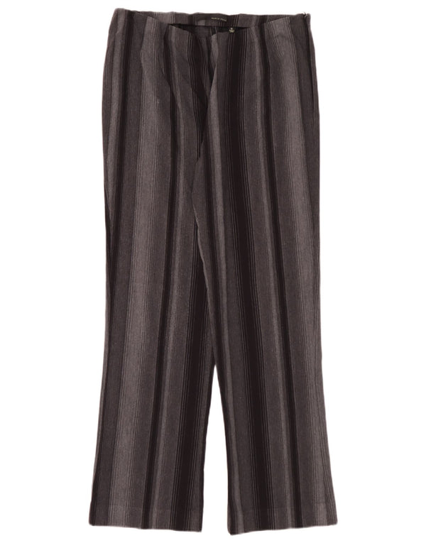 Pantaloni casual dritti da donna vintage UK 12 medi W30 L29 a righe grigie