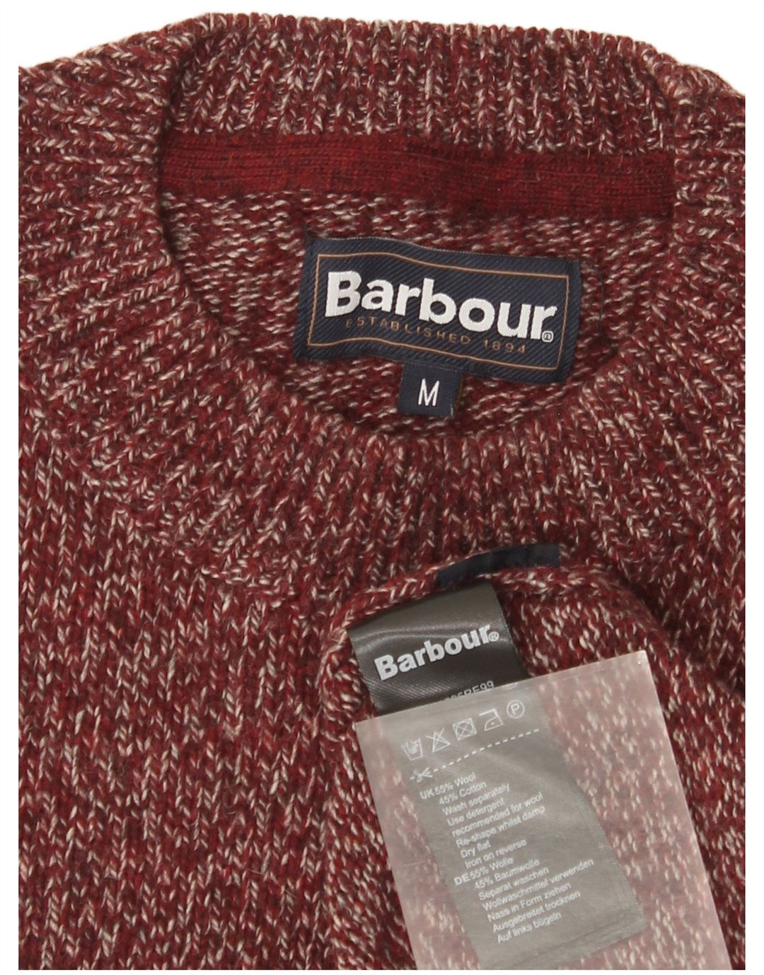 Maglione maglione girocollo da uomo Barbour in lana bordeaux media