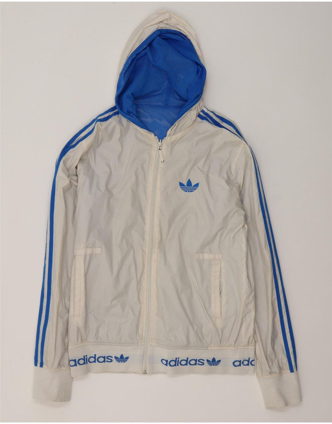 Giacca reversibile con cappuccio grafico da uomo Adidas UK 38 Medium White Colourblock