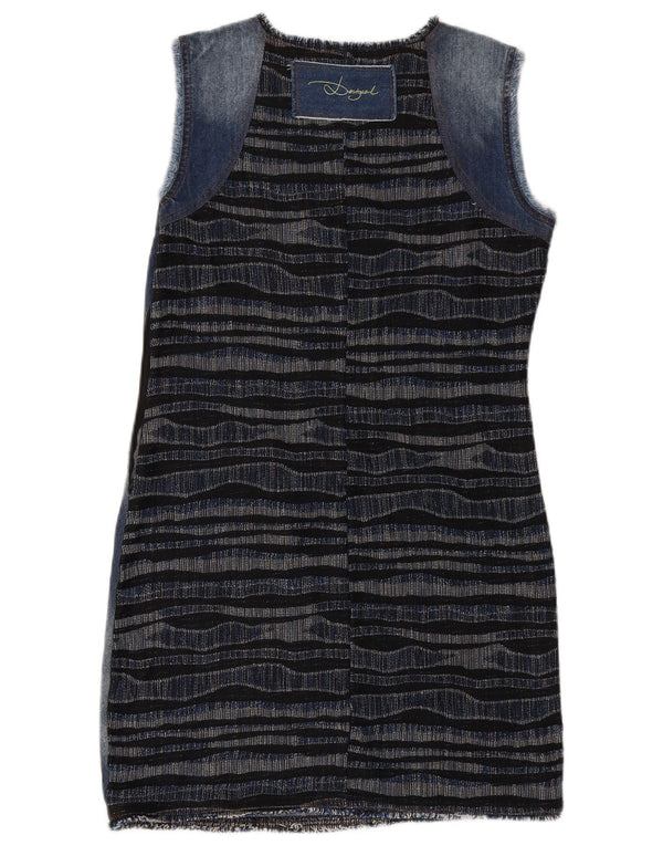 DESIGUAL Abito basic in denim grafico da donna EU 42 Large Navy Blue Striped