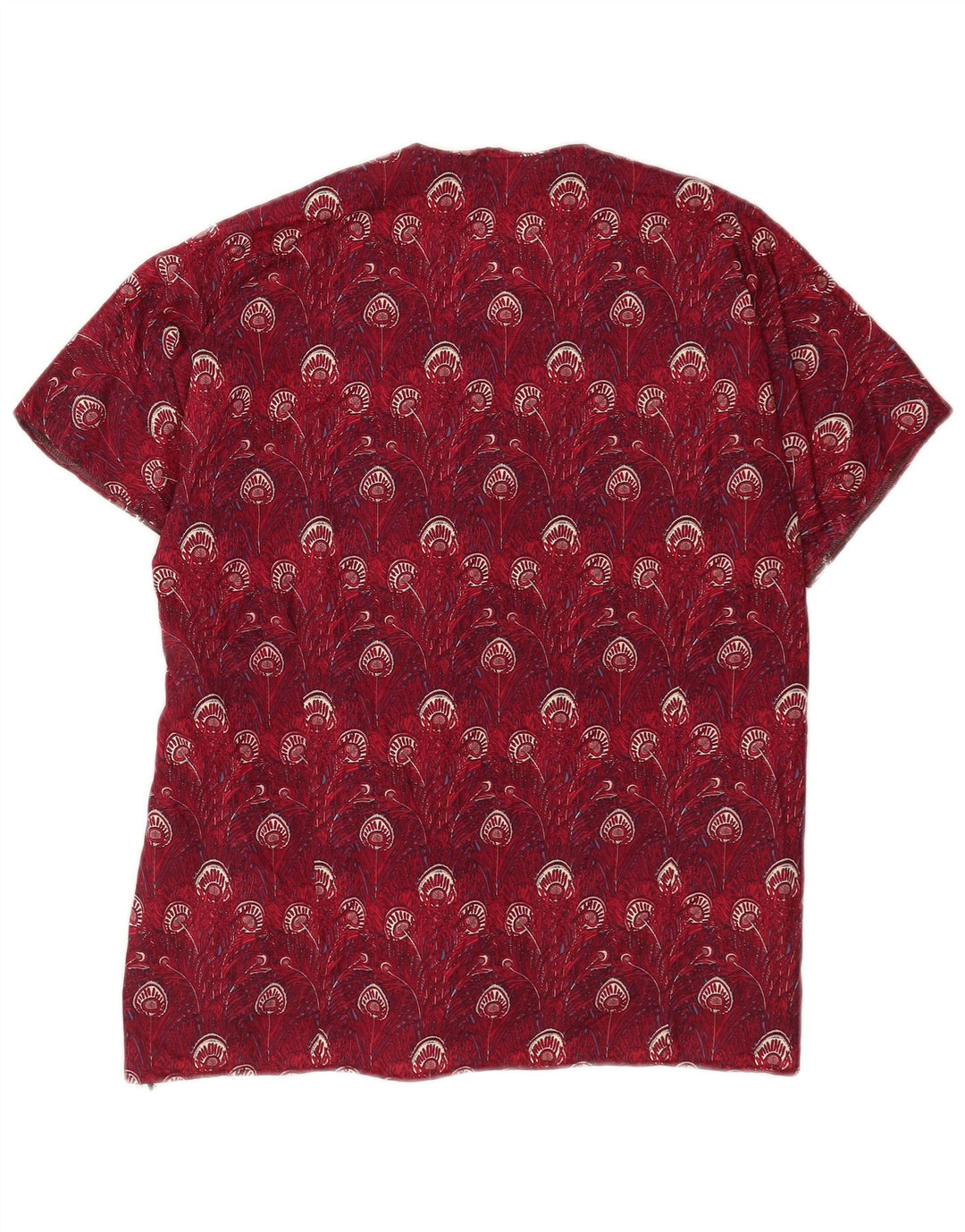 Top camicetta vintage da donna con motivo astratto UK 14 grande bordeaux