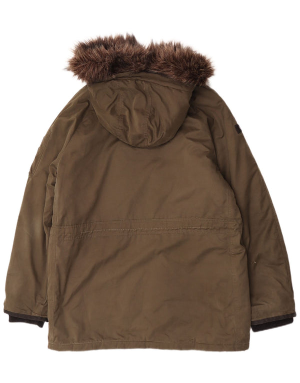 Giacca parka da uomo con cappuccio Superdry UK 40 grande poliestere kaki