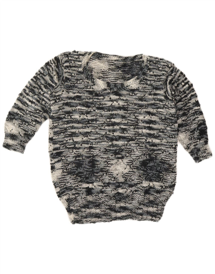 Maglione maglione vintage da donna con scollo a barca UK 12 Grigio medio