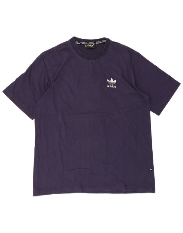 Adidas Mens Graphic T-Shirt Top UK 40/42 Medium Navy Blue Cotton