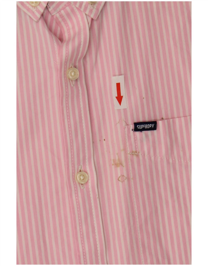 Camicia a maniche corte da uomo Superdry in cotone a righe grandi rosa