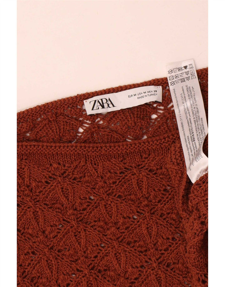 Maglione corto da donna con scollo a barchetta corto oversize Zara da donna UK 14 Marrone medio