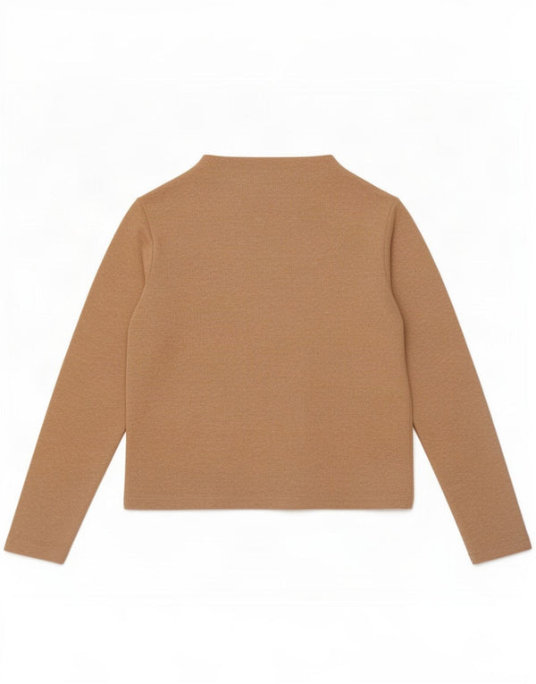 Marks & Spencer Womens Top Long Sleeve UK 10 Small Beige Polyester