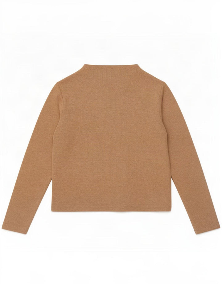 Marks & Spencer Top da donna a maniche lunghe UK 10 Small Beige Poliestere