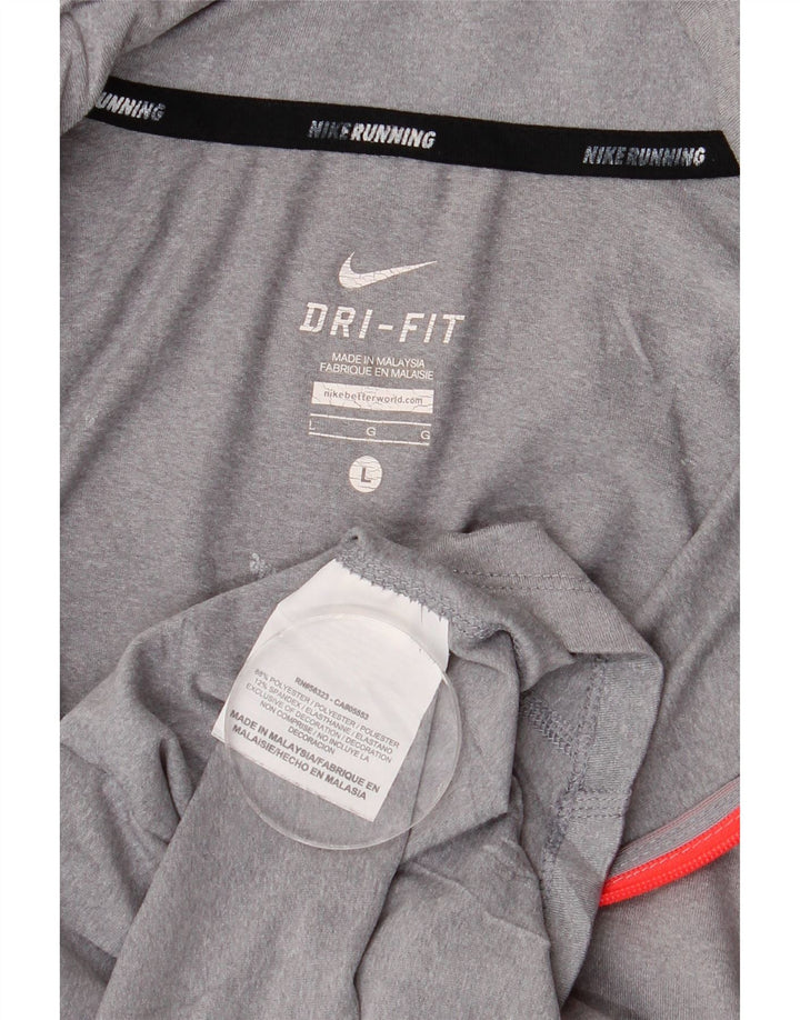 Nike Uomo Dri Fit Pullover Pullover Tuta Top Large Grigio Poliestere