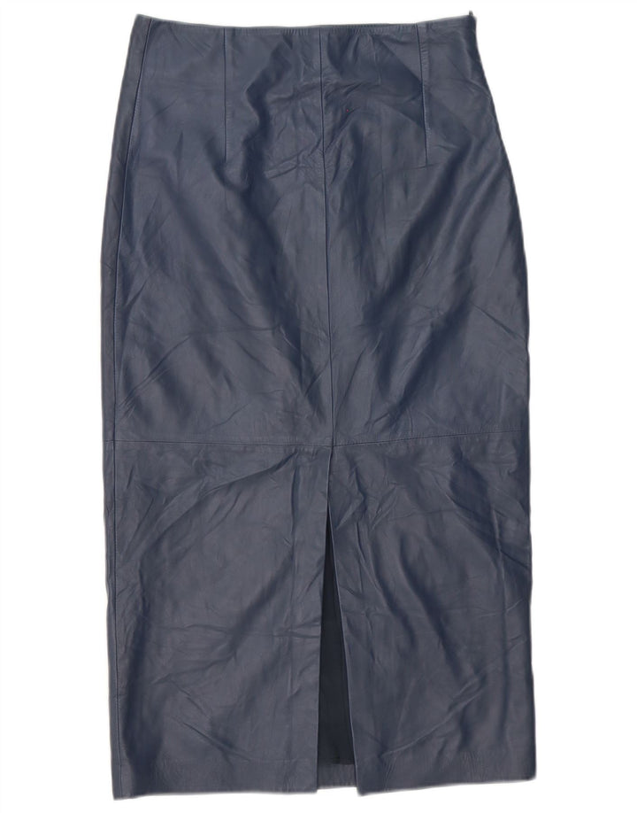 Gonna in pelle vintage da donna media W28 blu navy